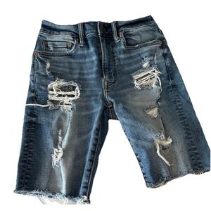 Women's American Eagle Size 26 Cutoff Shorts Patch Airflex Distressed Y2K
